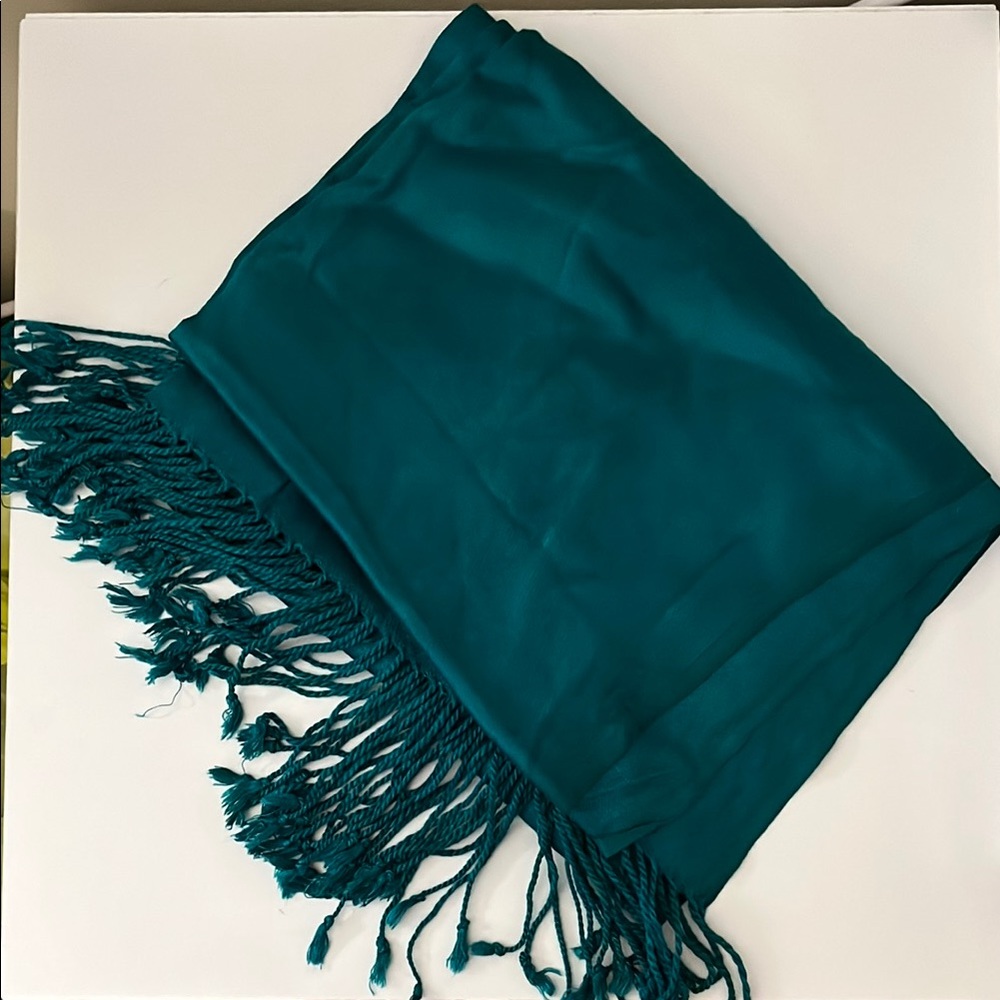 Teal Fringe Scarf